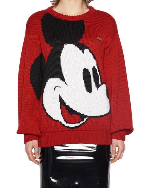 Gcds Red X Disney Mickey Mouse Knit Sweater