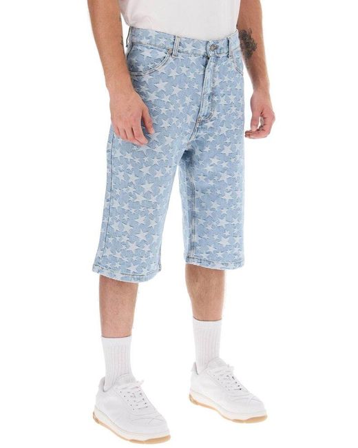 ERL Blue Jacquard Denim Shorts for men