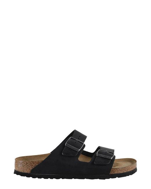 Birkenstock Black Buckled Slip-On Slides for men