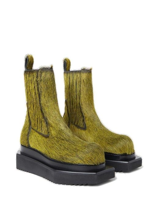 Rick Owens Green Fur Anke Boots