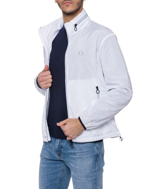 Armani Exchange White Logo Patch Zipped Jacket for men
