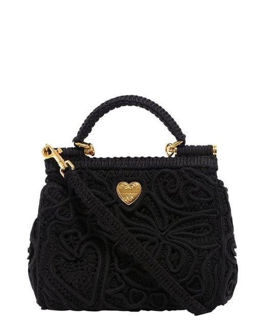 Dolce & Gabbana Black Devotion Lace Shoulder Bag