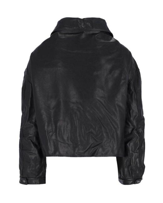 Balenciaga Black Off-Shoulder Leather Jacket for men