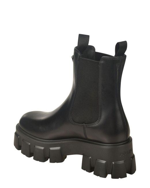 Prada Roundtoe Slipon Boots in Black Lyst