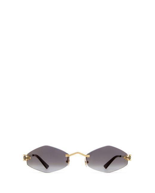 Cartier White Geometric Frame Sunglasses