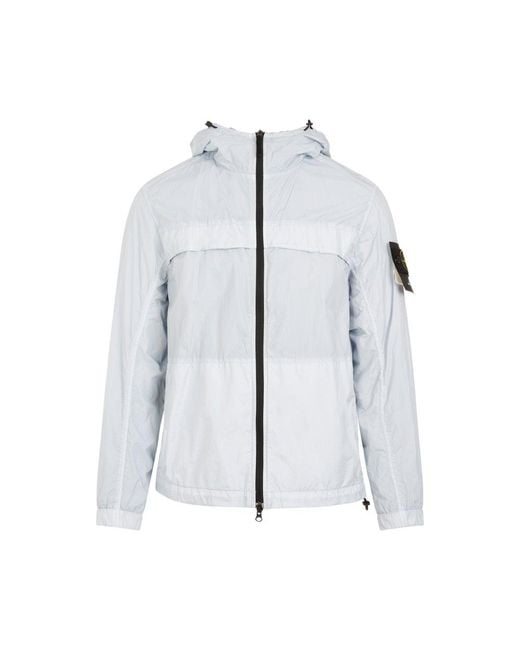 Stone Island Blue Hooded Zip Up Jacket for men
