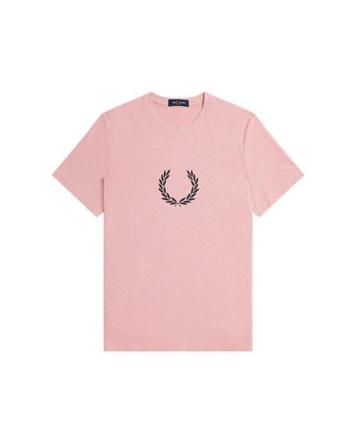 Fred Perry Pink Logo-printed Crewneck T-shirt for men
