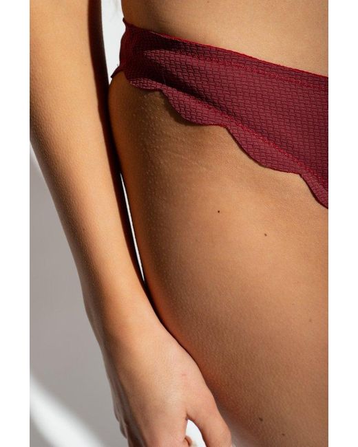 Marysia Swim Red Scalloped Edge Activewear Set