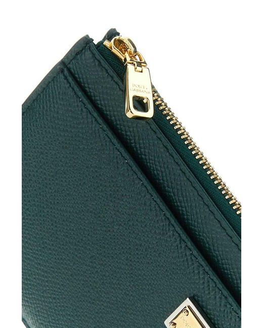 Dolce & Gabbana Bottle Green Leather Dauphine Card Holder