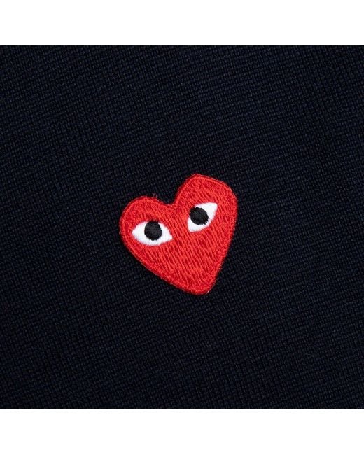 COMME DES GARÇONS PLAY Blue V-Neck Short Sleeved Jumper for men