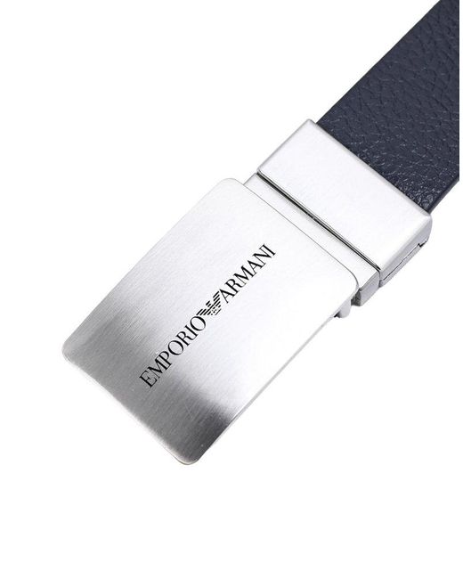 Emporio Armani Blue Logo-buclked Reversible Belt for men
