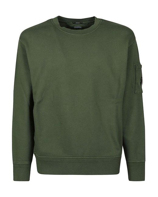 C P Company Green Diagonal Fleece Sweatshirt for men