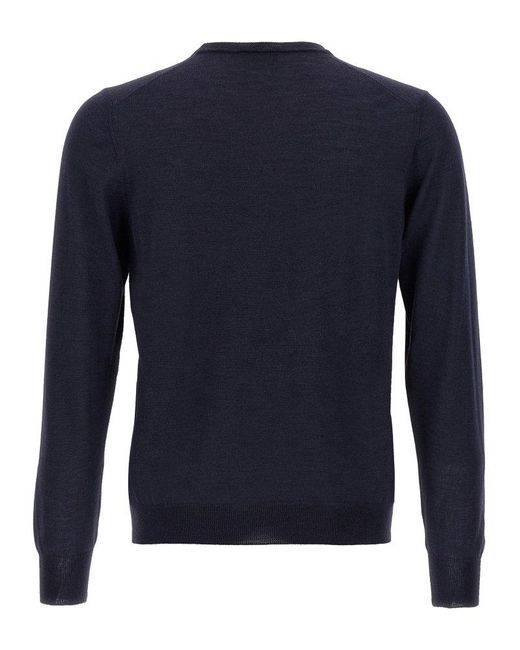 Barba Napoli Blue Crewneck Knitted Jumper for men