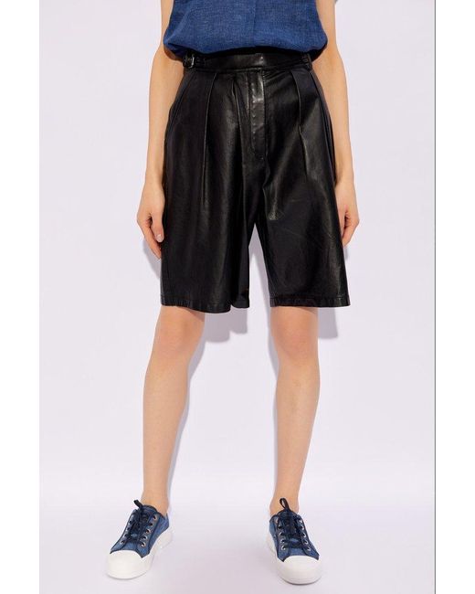 Emporio Armani Black Leather Shorts,