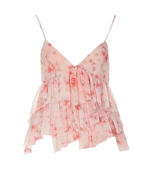 Aniye By Pink Floral Printed Spaghetti Strap Top