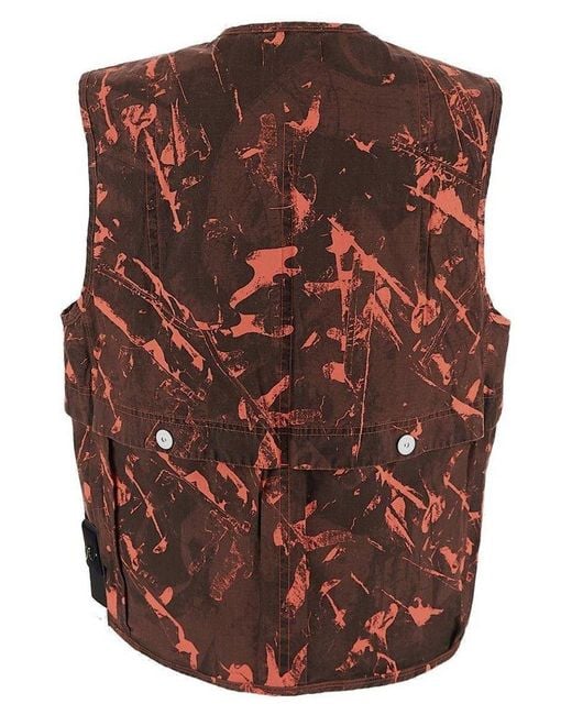 Stone Island Red Compass Patch Gilet for men