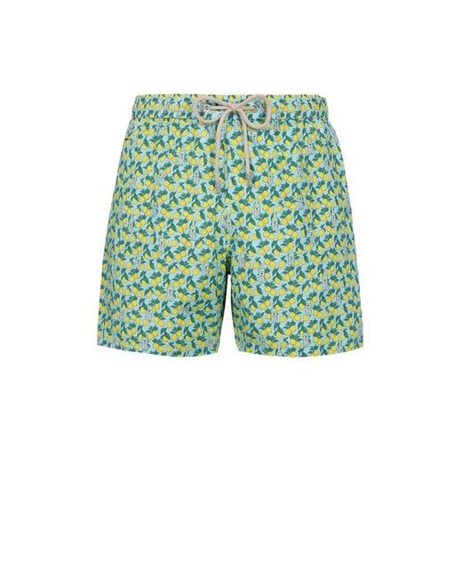 Mc2 Saint Barth Green Lighting Micro Lemon Printed Drawstring Swim Shorts for men