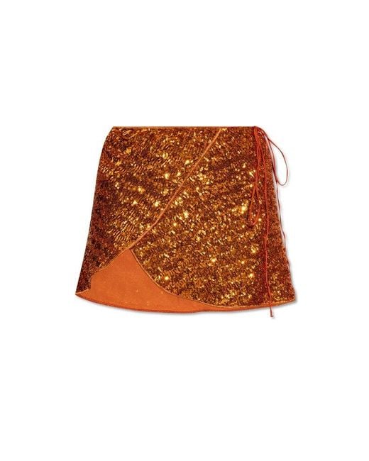 Oseree Brown Sequin Skirt,