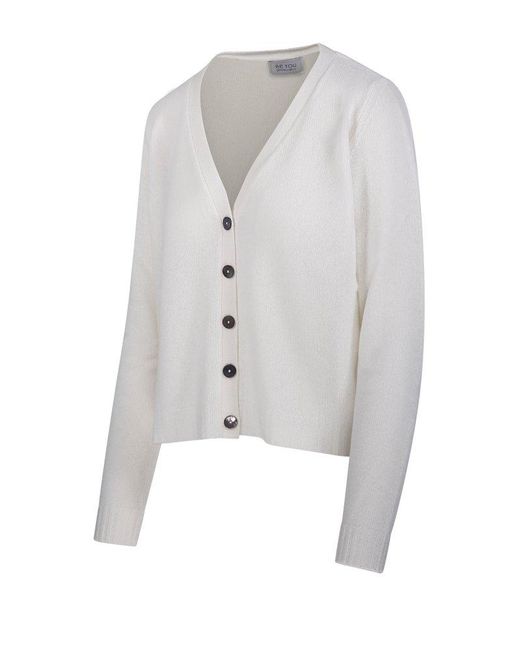 Be You White Buttoned Knit Cardigan