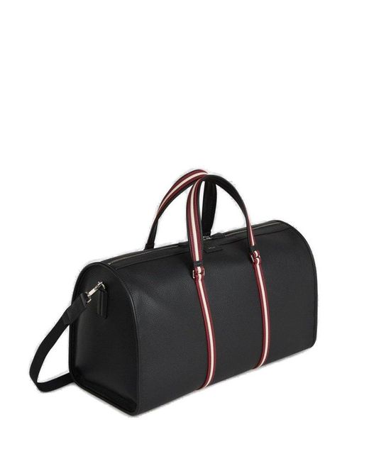 Bally Black Logo Printed Zipped Travel Bag for men