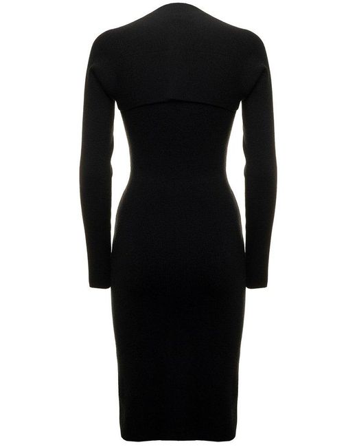 Tom Ford Black Long-sleeved Cut-out Ribbed Midi Dress
