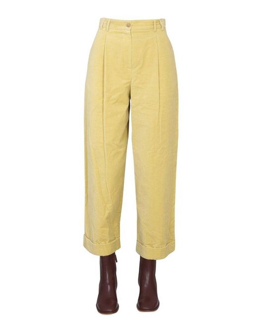 Alysi Yellow Belt-looped Wide-leg Pants