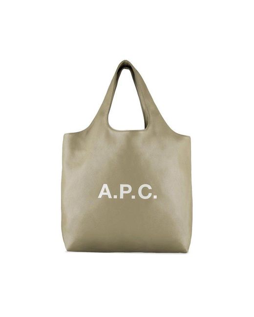 A.P.C. Natural Logo Printed Top Handle Bag
