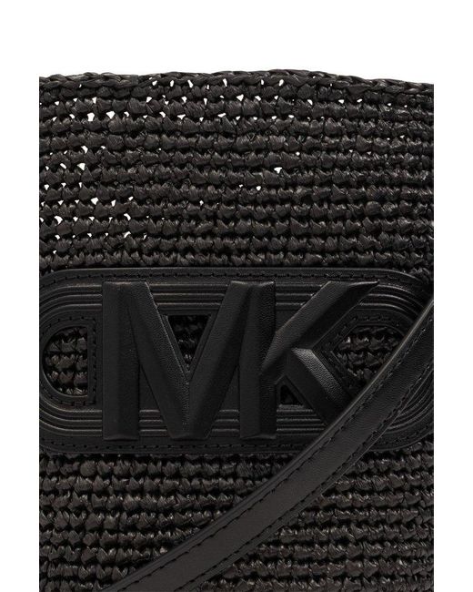 MICHAEL Michael Kors Black Logo Patch Interwoven Bucket Bag