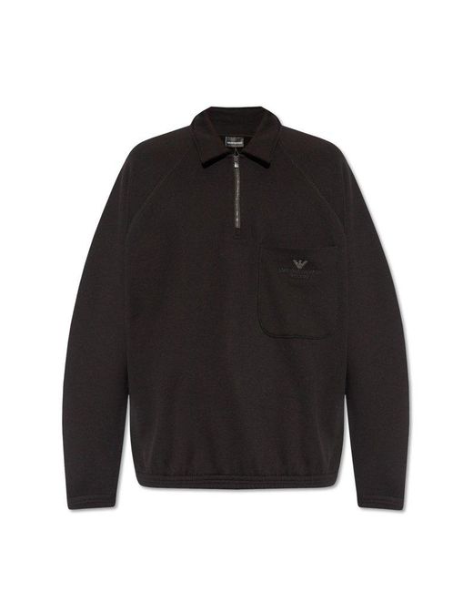 Emporio Armani Black Polo Sweatshirt, for men