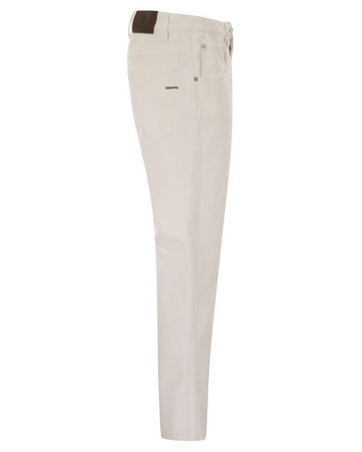 Brunello Cucinelli White Cotton 5-Pocket Trousers