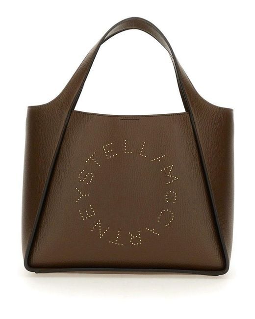 Stella McCartney Brown Logo Detailed Tote Bag