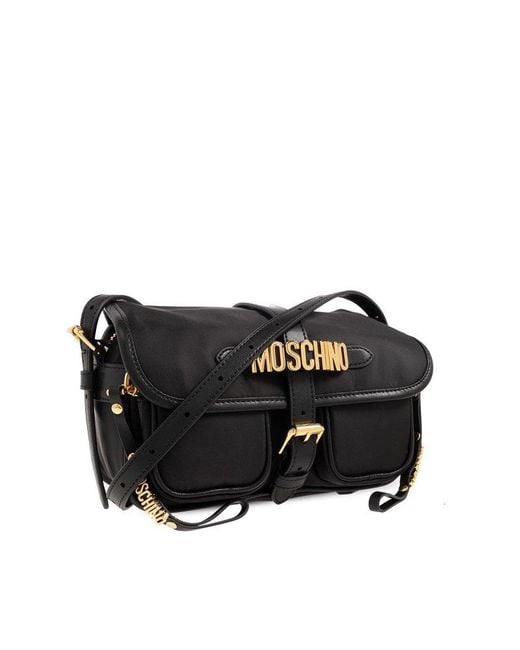 Moschino Black Shoulder Bag With Logo,