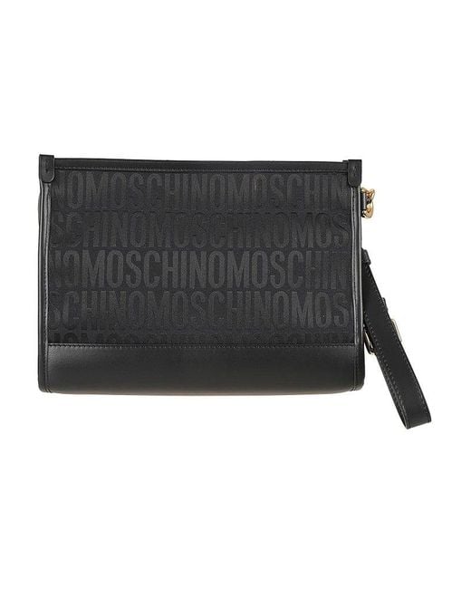 Moschino Black Monogrammed Clutch Bag