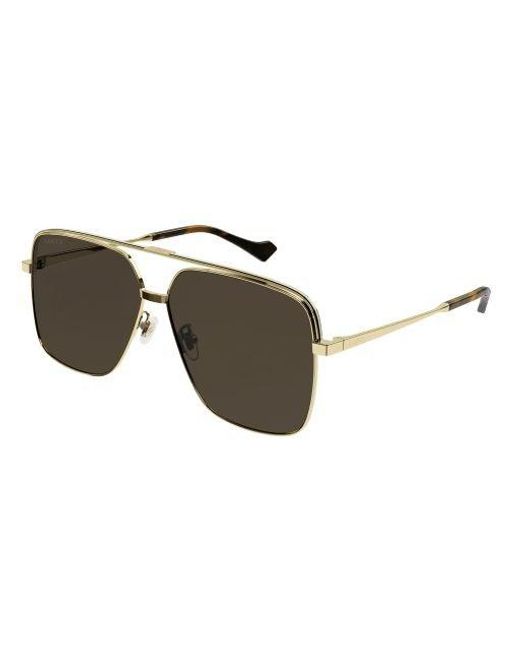 Gucci Brown Aviator Frame Sunglasses for men