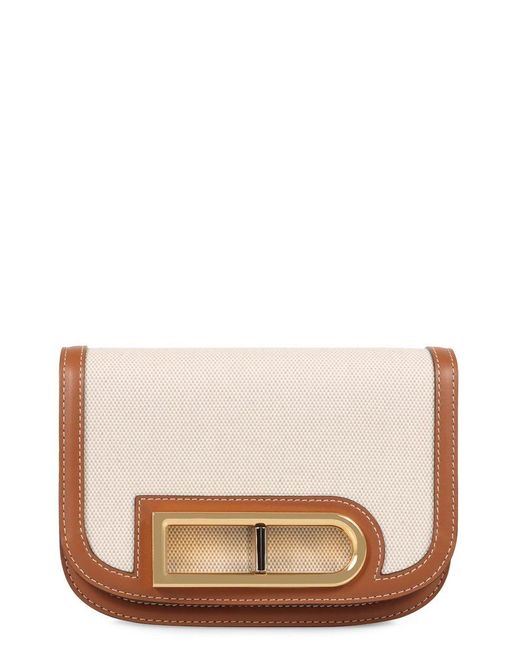 Delvaux Natural Lingot Canvas Flap Shoulder Bag
