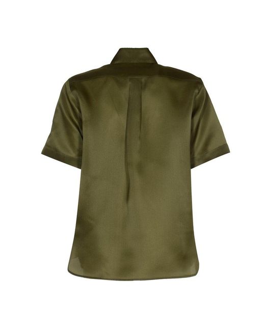 Max Mara Green Buttoned Short-sleeved Shirt