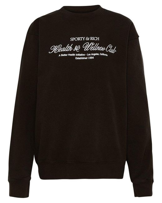 Sporty & Rich Black Logo Printed Crewneck Sweatshirt for men