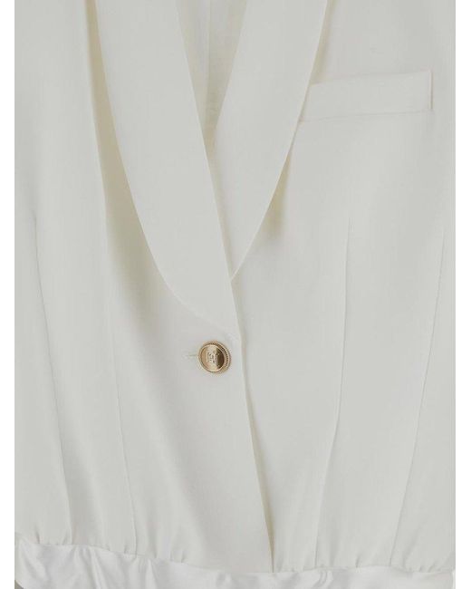 Elisabetta Franchi White Long-sleeved Blazer Bodysuit