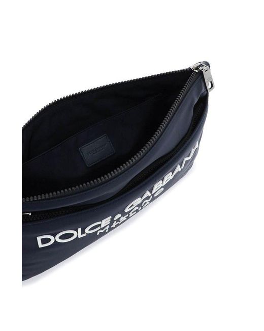 Dolce & Gabbana Blue Nylon Pouch With Rubberized Logo for men