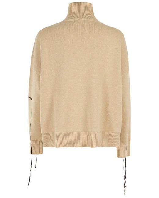 Roberto Collina Natural Turtleneck Knit Sweater