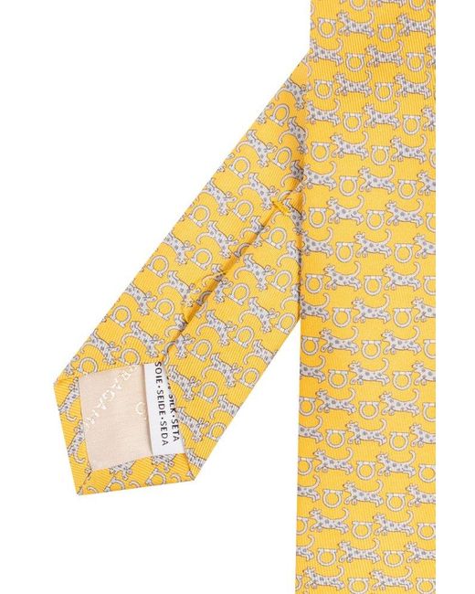 Ferragamo Yellow Silk Tie for men