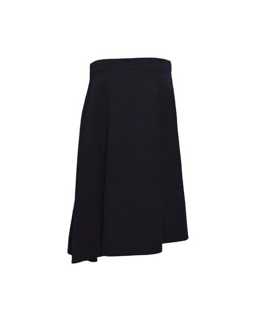 Jil Sander Black Wool Gabardine Asymmetric Skirt