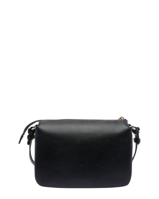 Liu Jo Black Logo Lettering Zipped Crossbody Bag