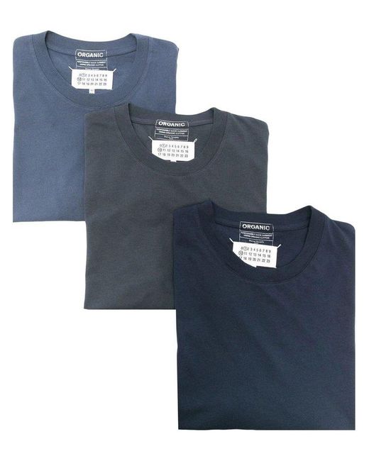 Maison Margiela Blue 3-pack Organic Jersey T-shirts for men