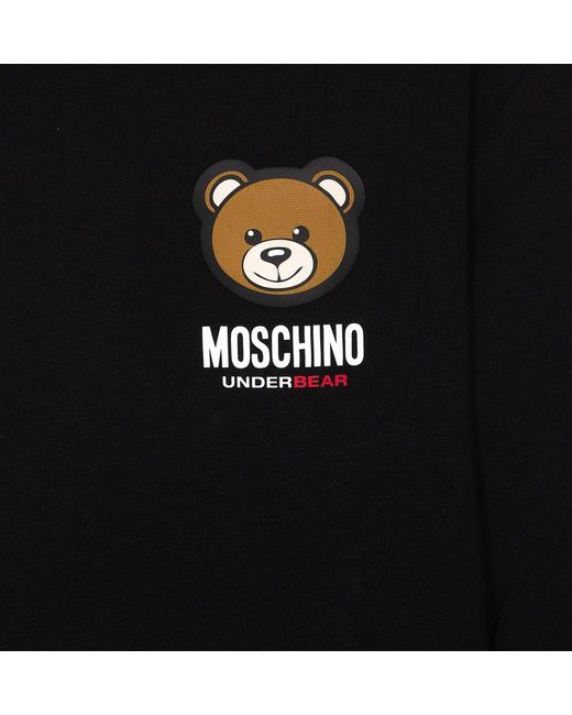 Moschino Black Logo Teddy Bear Printed Drawstring Hoodie for men