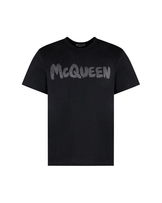 Alexander McQueen Black Cotton Crew-Neck T-Shirt for men