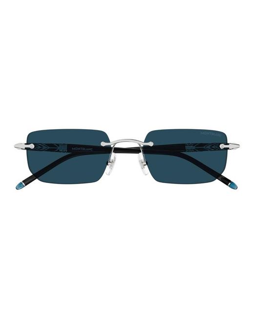 Montblanc Blue Rectangular Frame Sunglasses