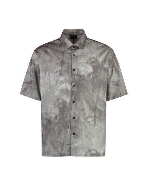 Emporio Armani Gray Printed Short Sleeved Shirt for men