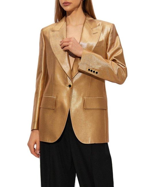 Tom Ford Brown Blazer With Closed Lapels,
