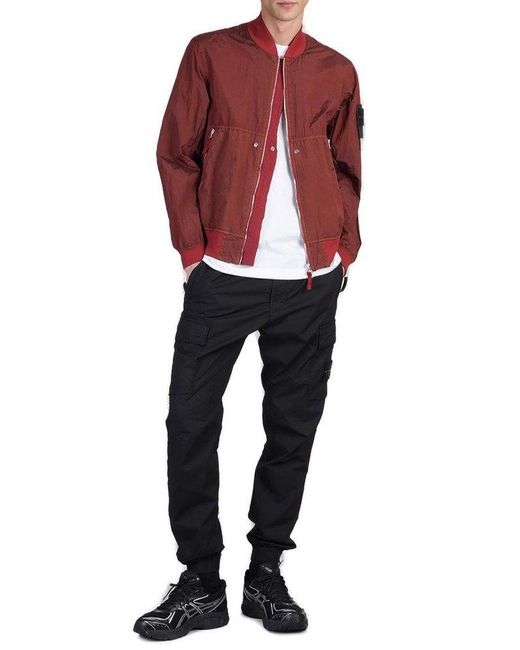 Stone Island Red Bomber Jacket for men